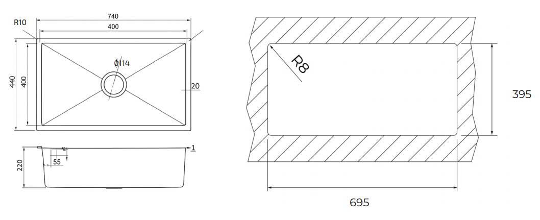 Chậu rửa TEKA BEX LINEA 70.40 1B (R10)