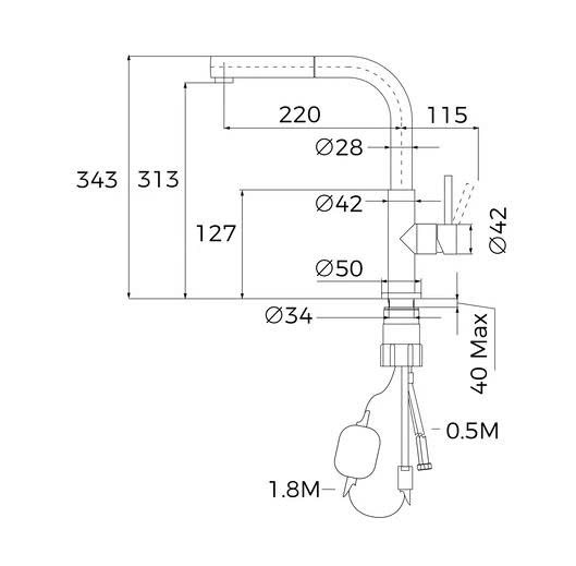 Vòi Rửa Teka UNI 9331 BK