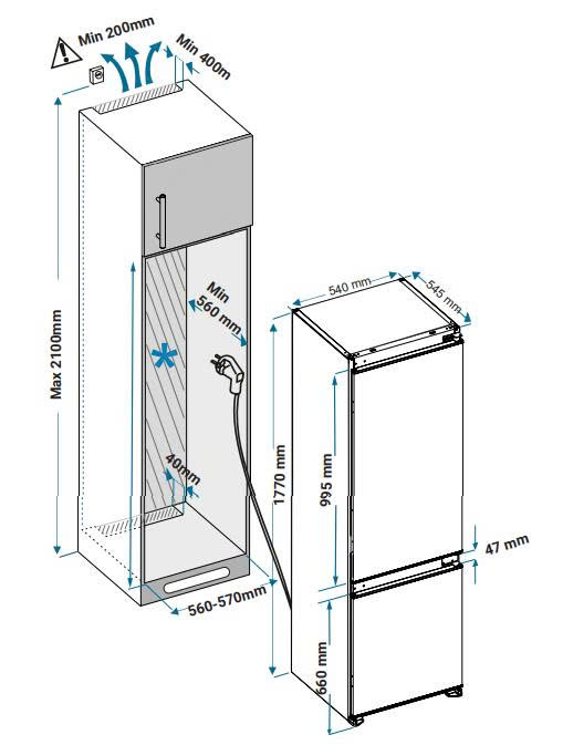 Tủ lạnh KAFF KF-BI233WL LUXURY (CÁNH MỞ TRÁI)