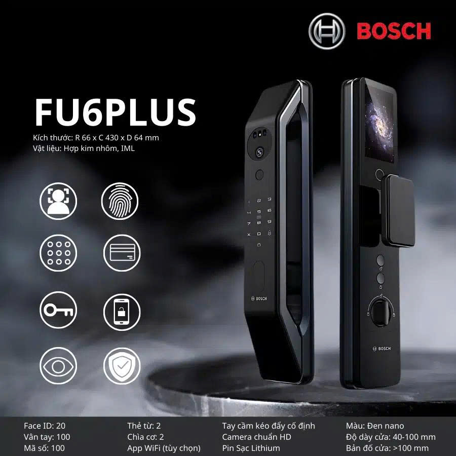 Khóa Điện Tử BOSCH FU6 PLUS BLACK DE