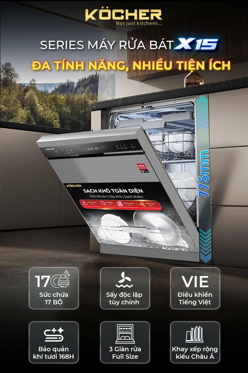 Máy rửa chén KOCHER KDEU-X15S