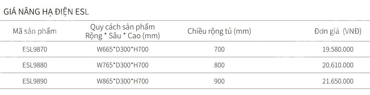 Giá bát nâng hạ điện EUROGOLD ESL9870 / ESL9880 / ESL9890