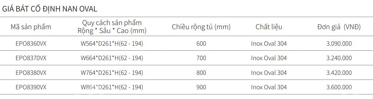 Giá bát cố định nan Oval EUROGOLD EPO8360VX | EPO8370VX | EPO8380VX | EPO8390VX