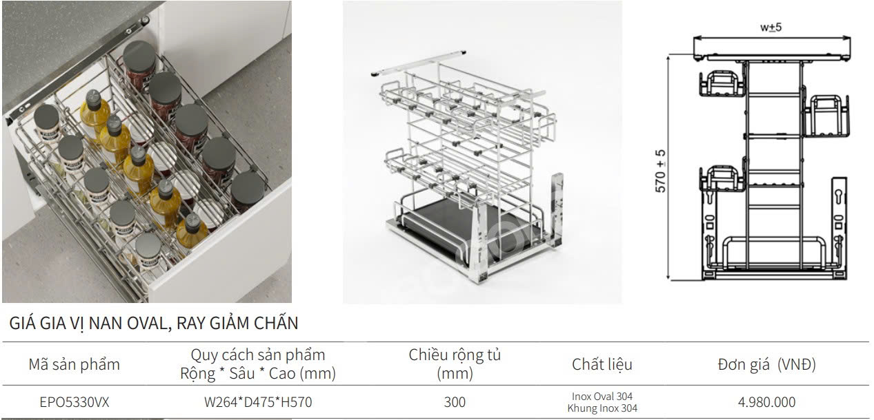 Giá gia vị nan Oval EUROGOLD EPO5325VX | EPO5330VX | EPO5335VX | EPO5340VX