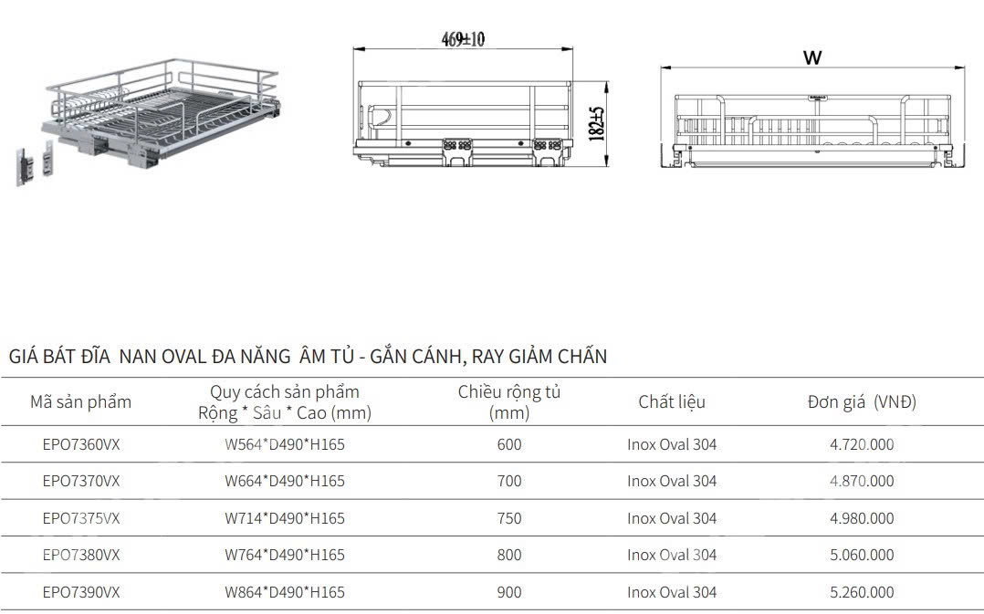 Giá bát đĩa nan Oval EUROGOLD EPO7360VX | EPO7370VX | EPO7375VX | EPO7380VX | EPO7390VX