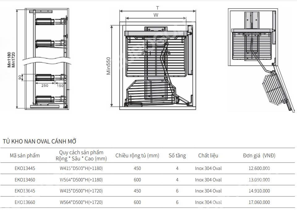 Tủ kho cánh mở Oval EUROGOLD EKO13445 | EKO13460 | EKO13645 | EKO13660