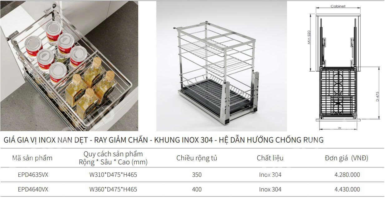 Giá gia vị nan dẹt EUROGOLD EPD4620VX | EPD4625VX | EPD4630VX | EPD4635VX | EPD4640VX