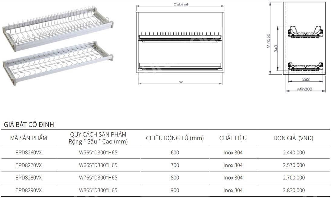 Giá bát cố định EUROGOLD EPD8260VX | EPD8270VX | EPD8280VX | EPD8290VX