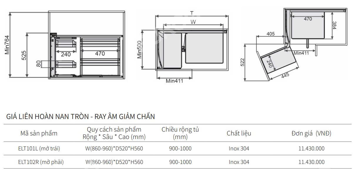 Giá liên hoàn nan tròn EUROGOLD ELT101L |  ELT102R