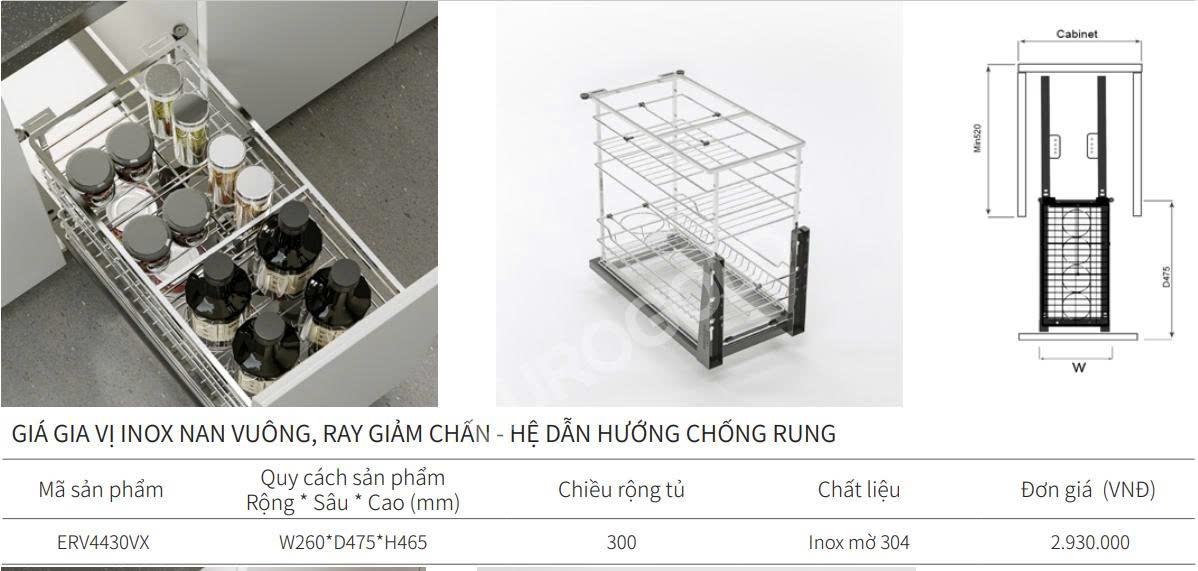 Giá gia vị nan vuông EUROGOLD ERV4420VX | ERV4425VX | ERV4430VX | ERV4435VX | ERV4440VX