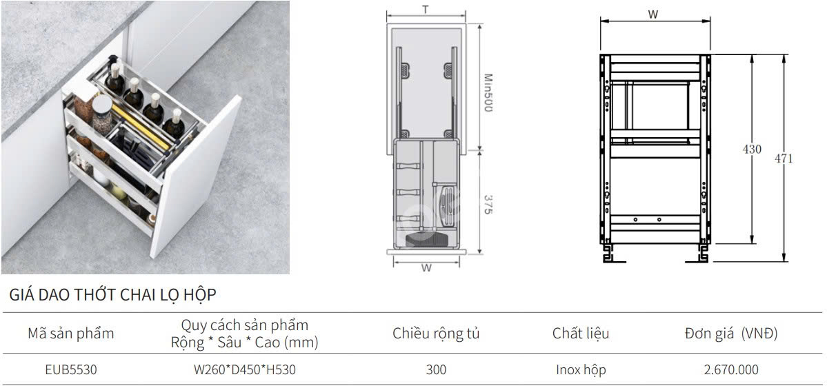 Giá dao thớt hộp EUROGOLD EUB5520 | EUB5525 | EUB5530 | EUB5535 | EUB5540
