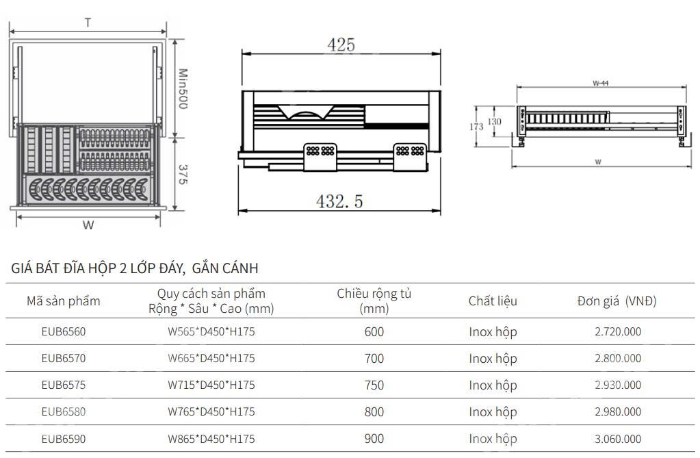 Giá bát đĩa hộp EUROGOLD EUB6560 | EUB6570  | EUB6575 | EUB6580 | EUB6590