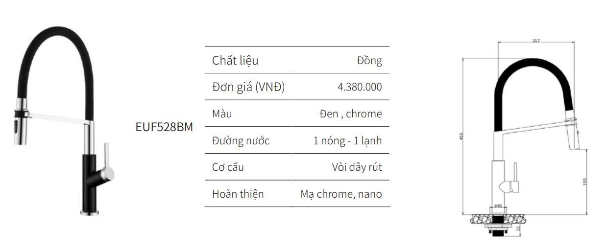 Vòi rửa bát EUROGOLD EUF528BM