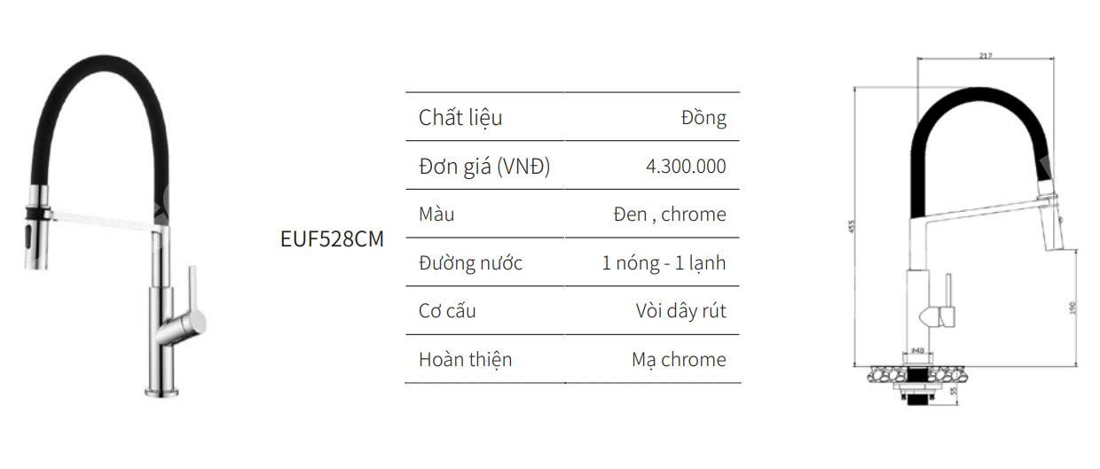 Vòi rửa bát EUROGOLD EUF528CM