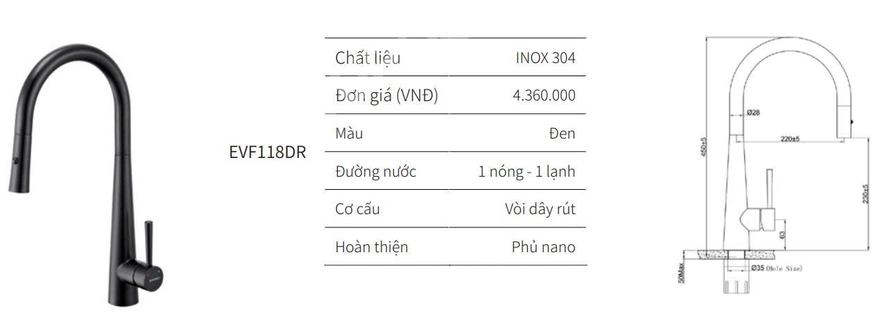 Vòi rửa bát EUROGOLD EVF118DR