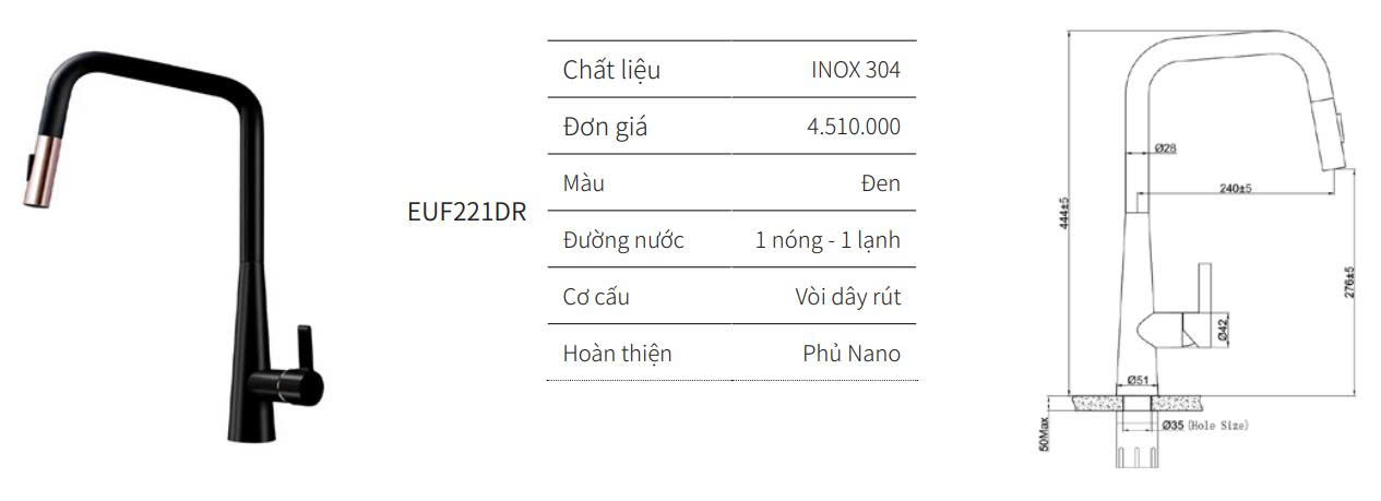 Vòi rửa bát EUROGOLD EUF221DR