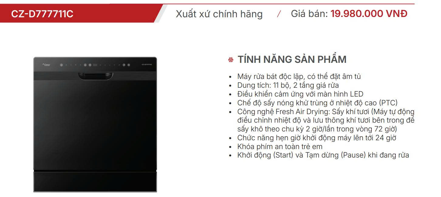 Máy Rửa Bát Canzy CZ-D777711C