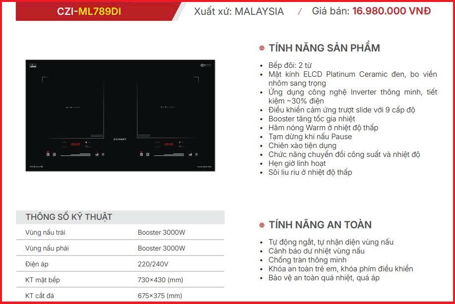 Bếp Điện Từ Canzy CZI-ML789DI