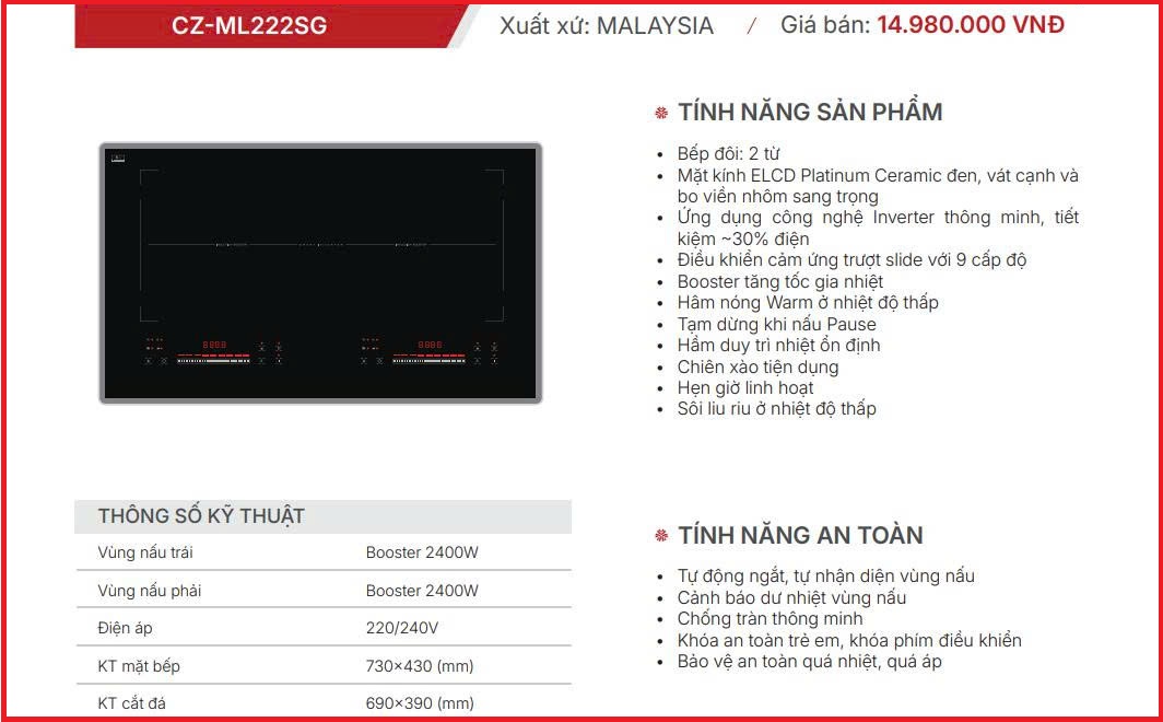 Bếp Từ Canzy CZ-ML222SG