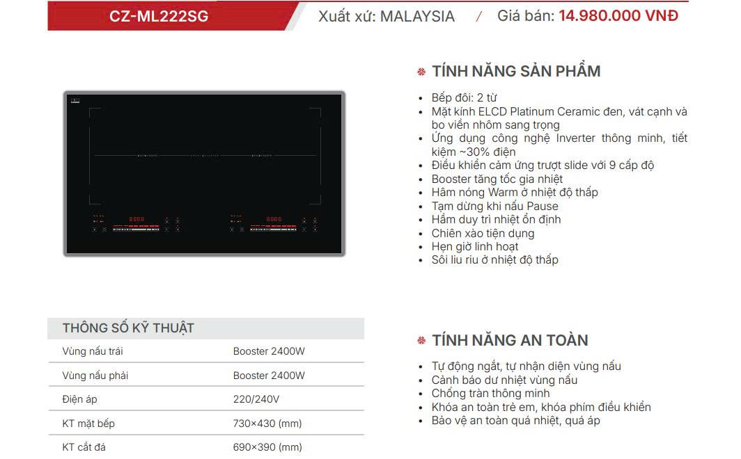 Bếp Từ Canzy CZ-ML222SG