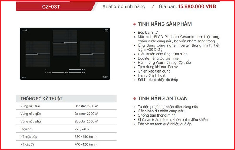 Bếp Điện Từ Canzy CZ-03T