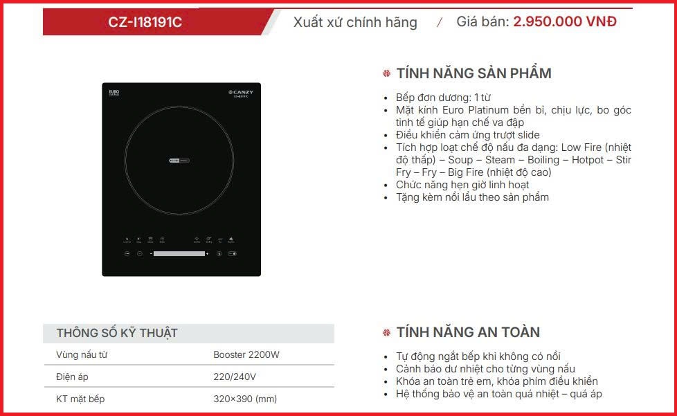 Bếp Từ Đơn CZ-I18191C