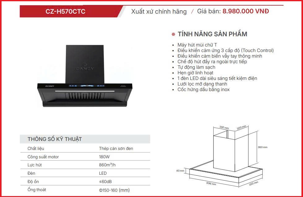 Máy hút mùi Canzy CZ-H570CTC