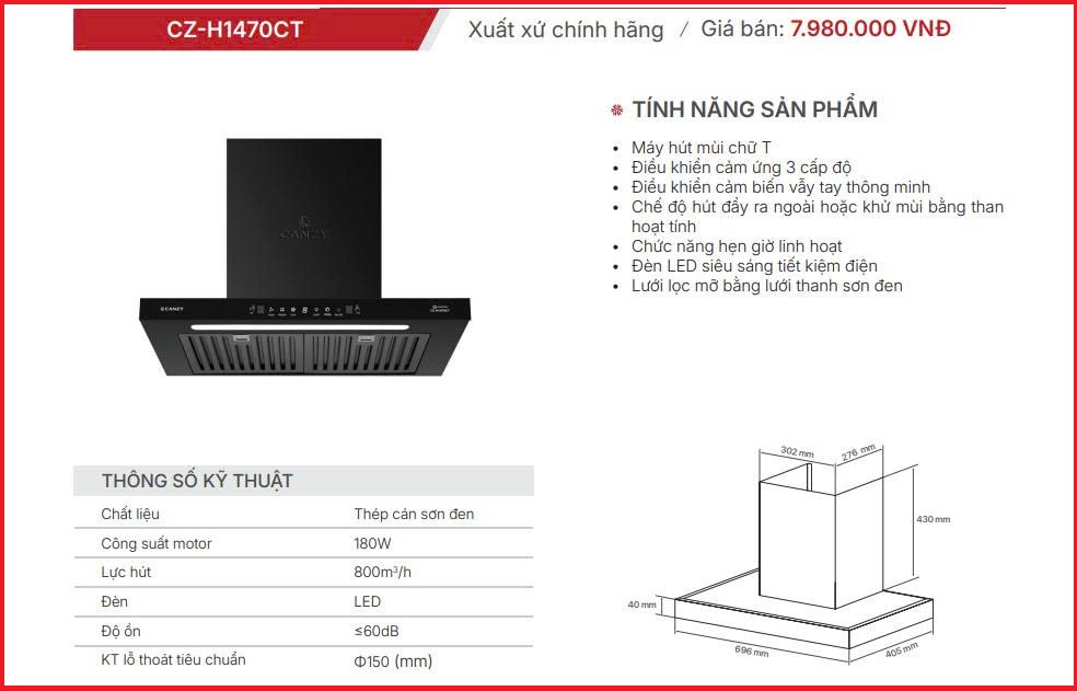 Máy hút mùi Canzy CZ-H1470CT