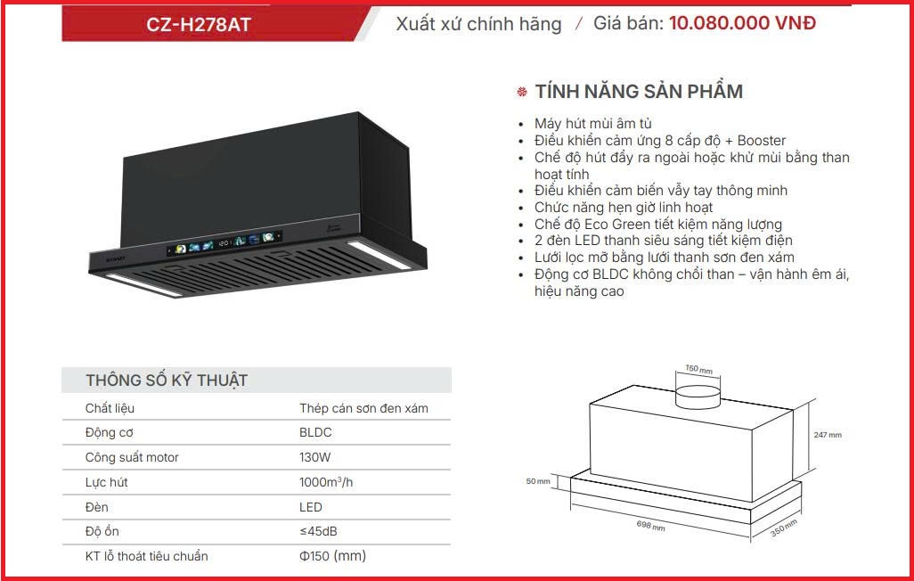 Máy Hút Mùi Canzy CZ-H278AT