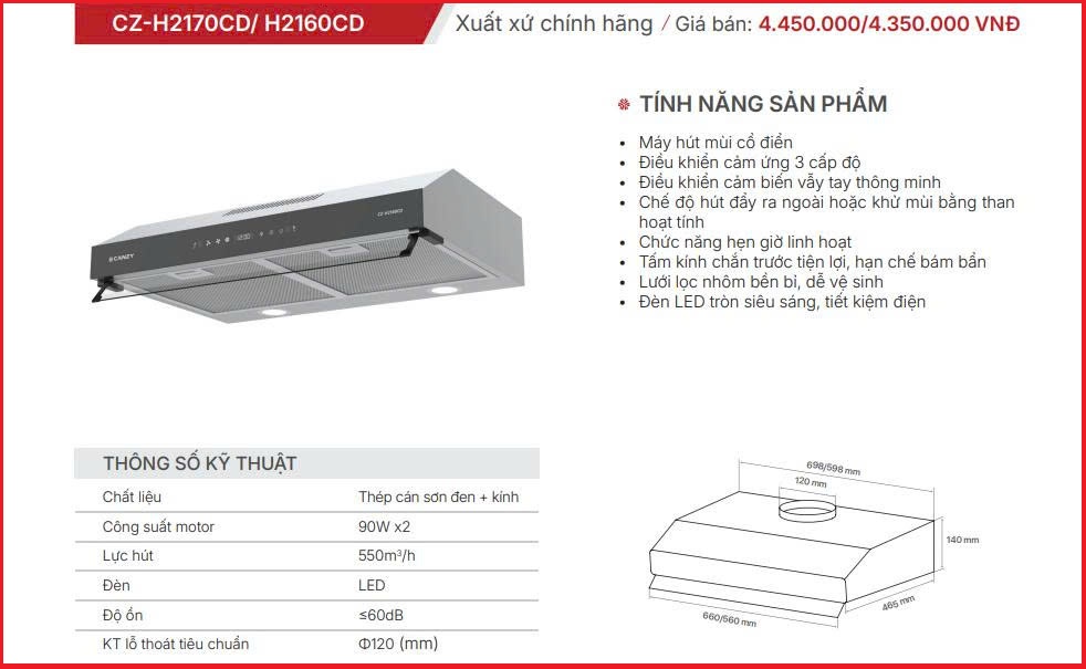 Máy hút mùi Canzy CZ-H2170CD