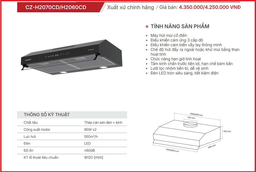 Máy Hút Mùi Canzy CZ-H2060CD