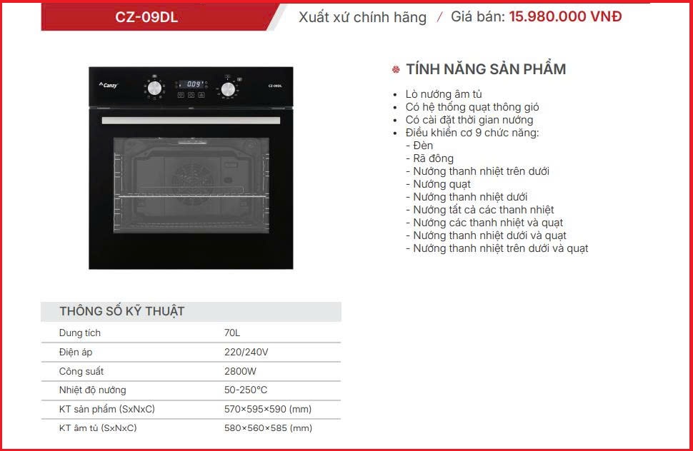Lò Nướng Canzy CZ-09DL