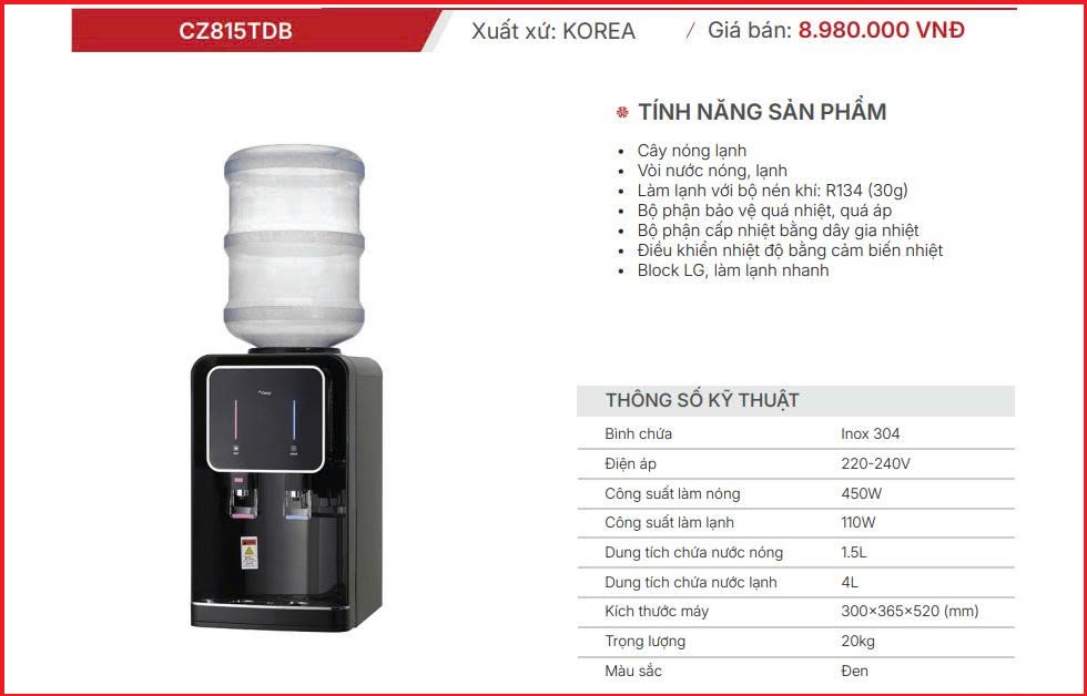 Máy lọc nước Canzy CZ-815TDB