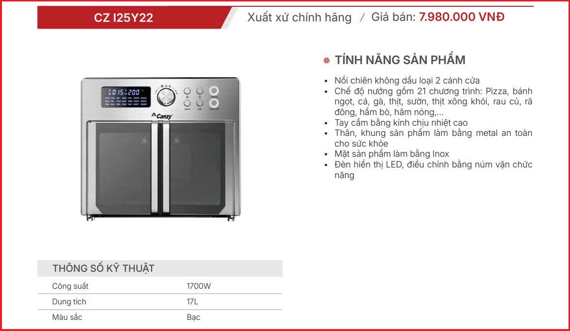 Nồi Chiên Không Dầu Canzy CZ-I25Y22