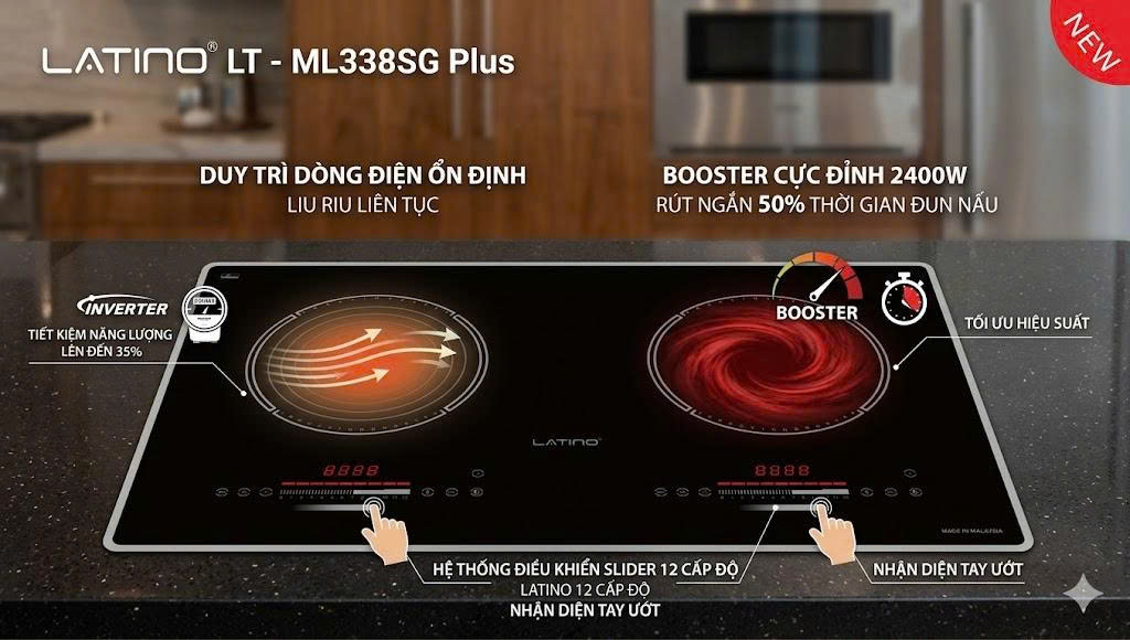 Bếp từ đôi Latino LT-ML338SG Plus