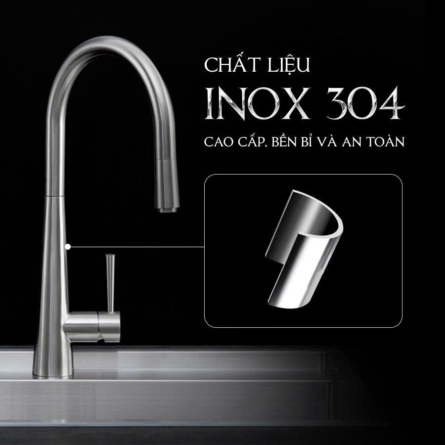 Vòi nnóng lạnh dây rút inox 304 K095SS