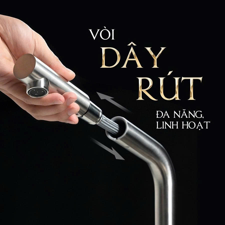 Vòi nóng lạnh dây rút inox 304 Malloca K103SS