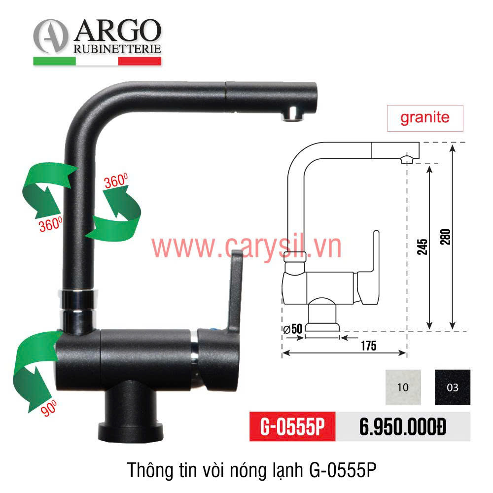 Vòi Rửa Bát Carysil G-0555P-03
