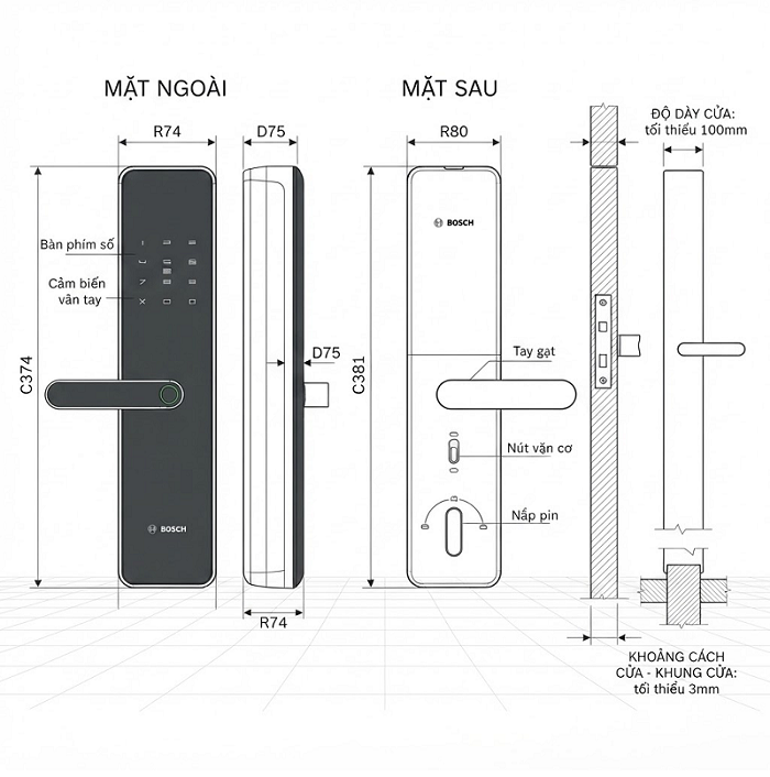 Khóa Điện Tử BOSCH ID40 Titanium Gray