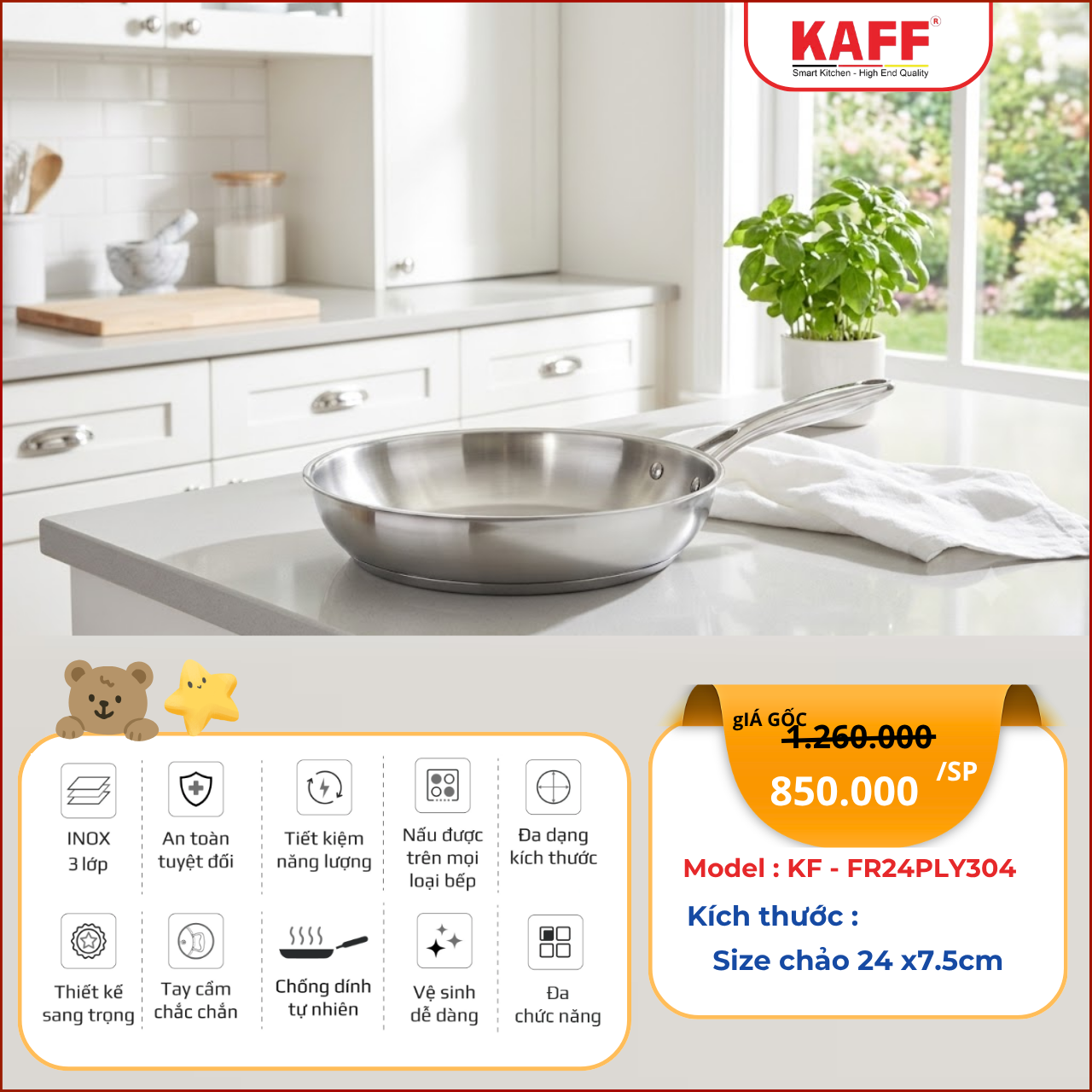 Chảo KAFF KF-FR24PLY304