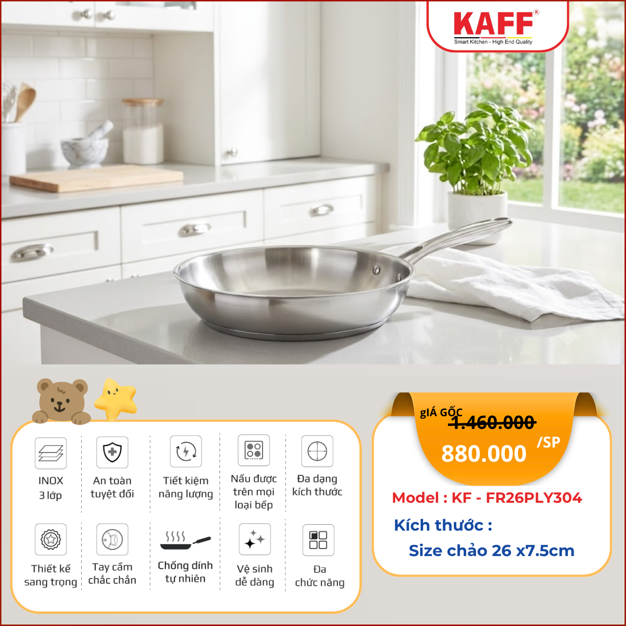 Chảo KAFF KF-FR26PLY304