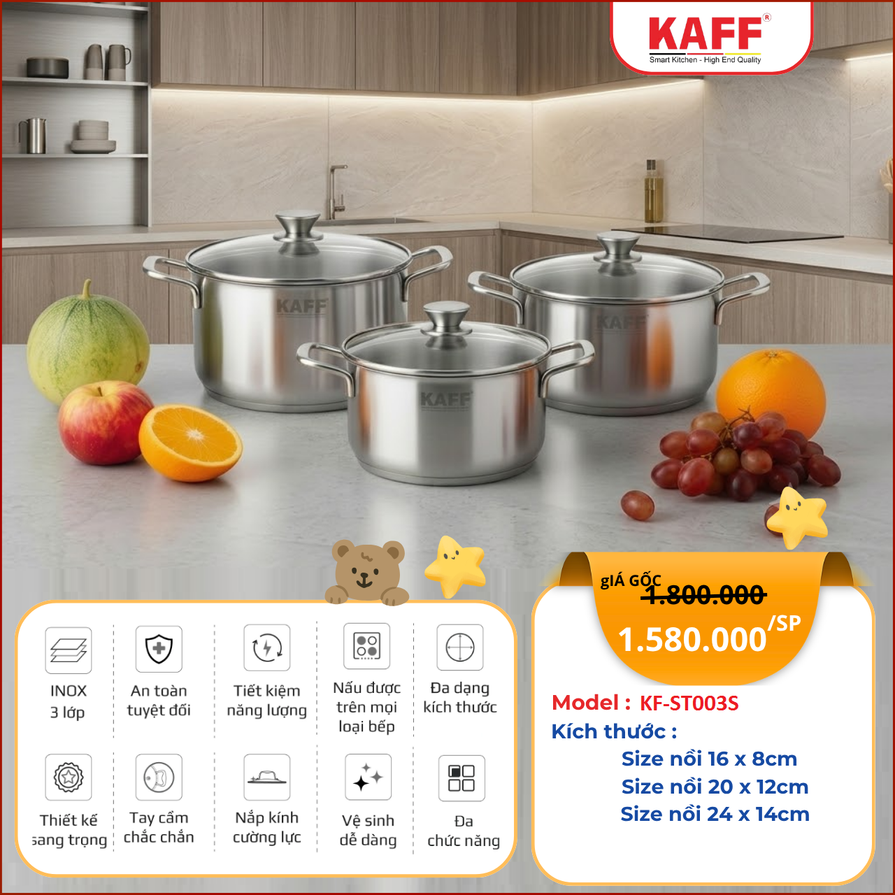 Bộ nồi KAFF KF-ST003S