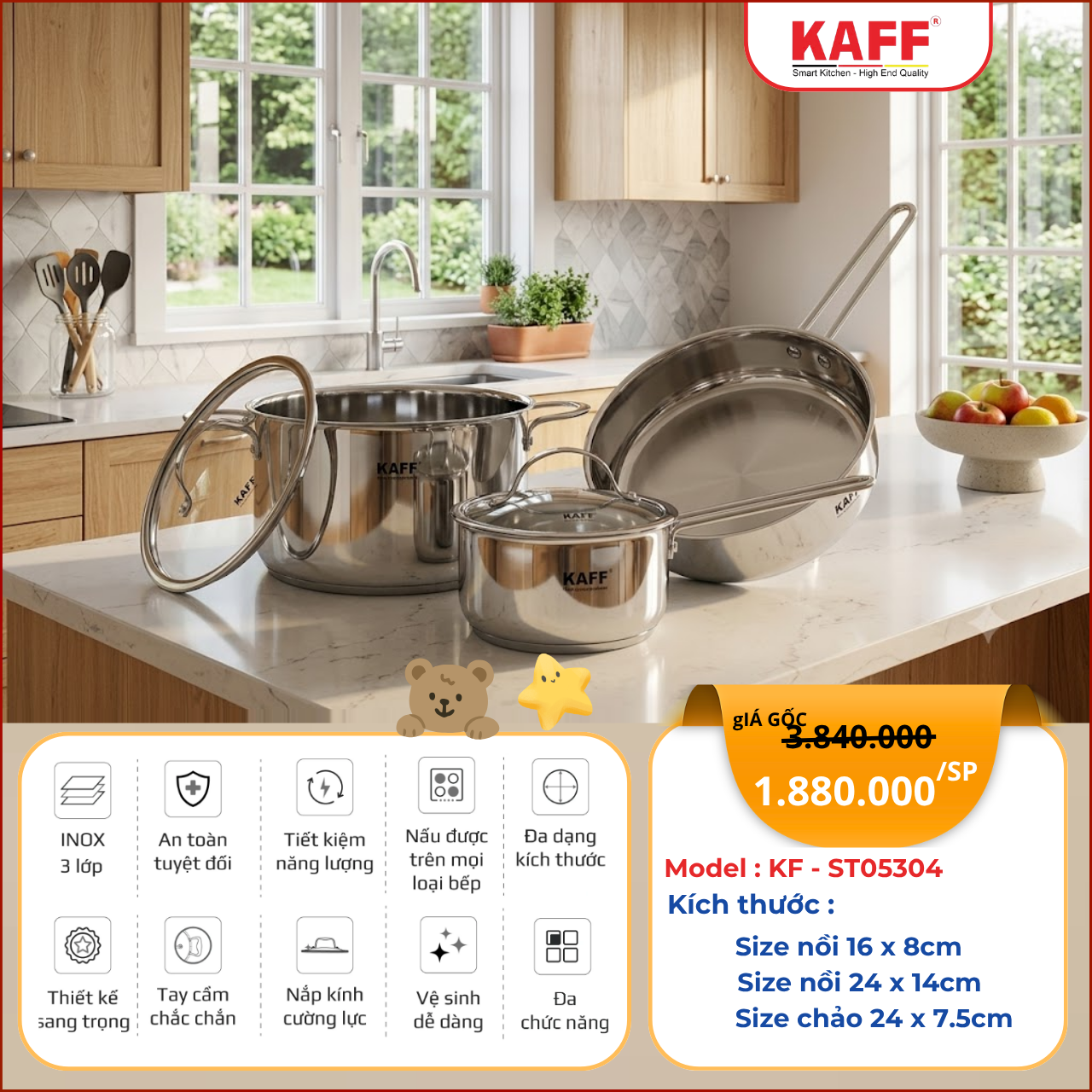 Bộ nồi KAFF KF-ST05304