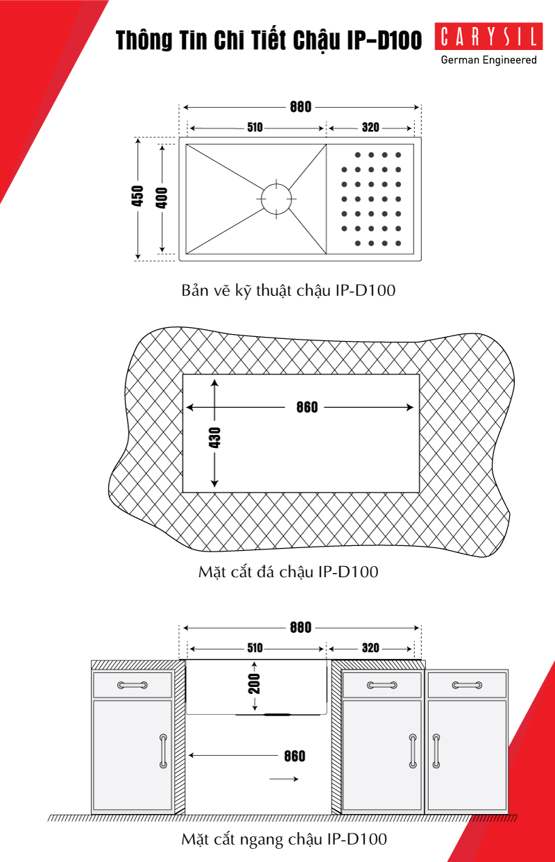 Chậu rửa Carysil IP D100