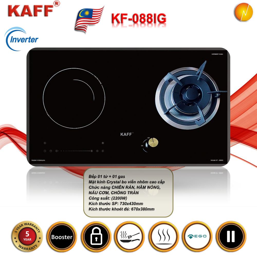 Bếp Gas Kết Hợp Từ Kaff KF-088IG