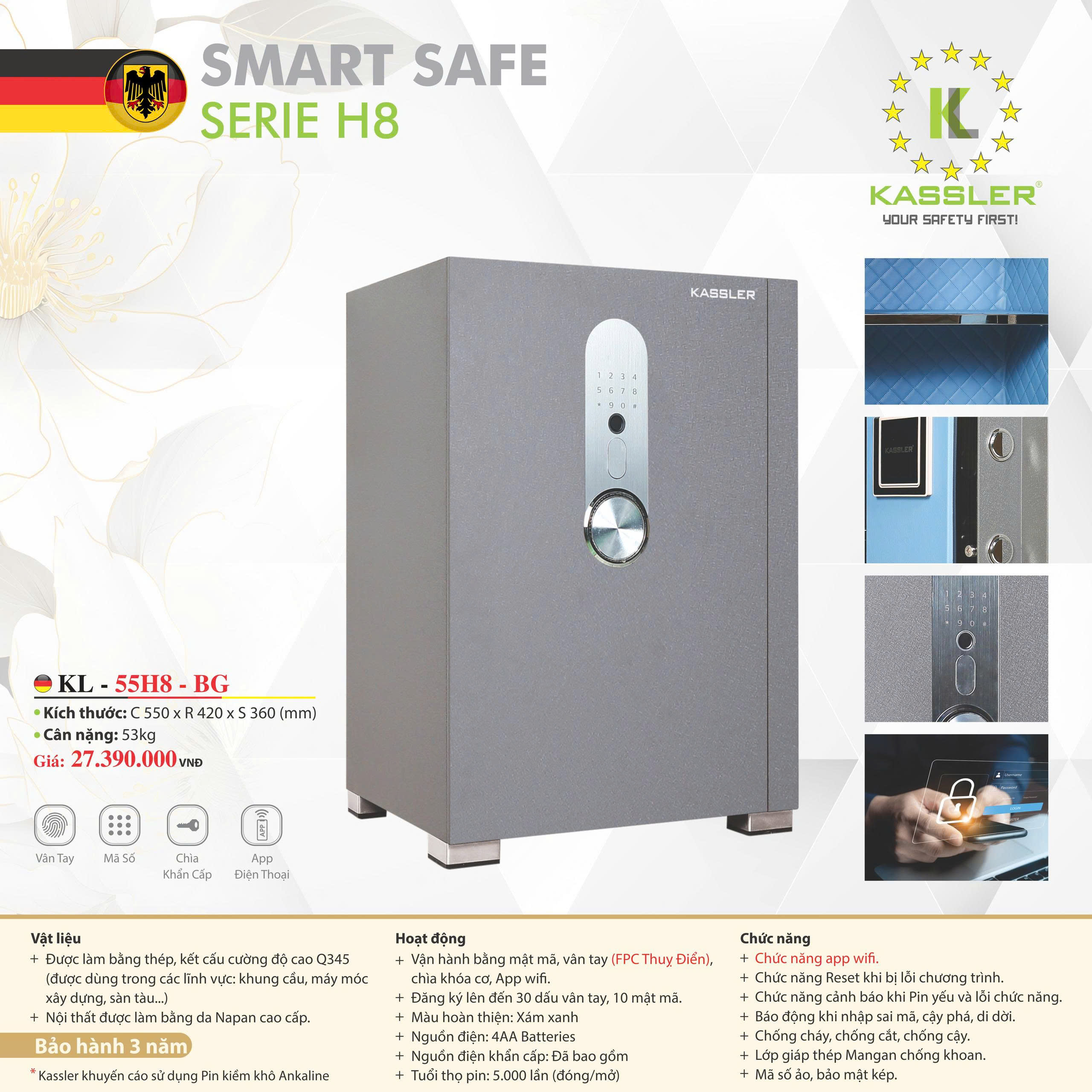 Két Sắt Thông Minh KASSLER KL-55H8 BG