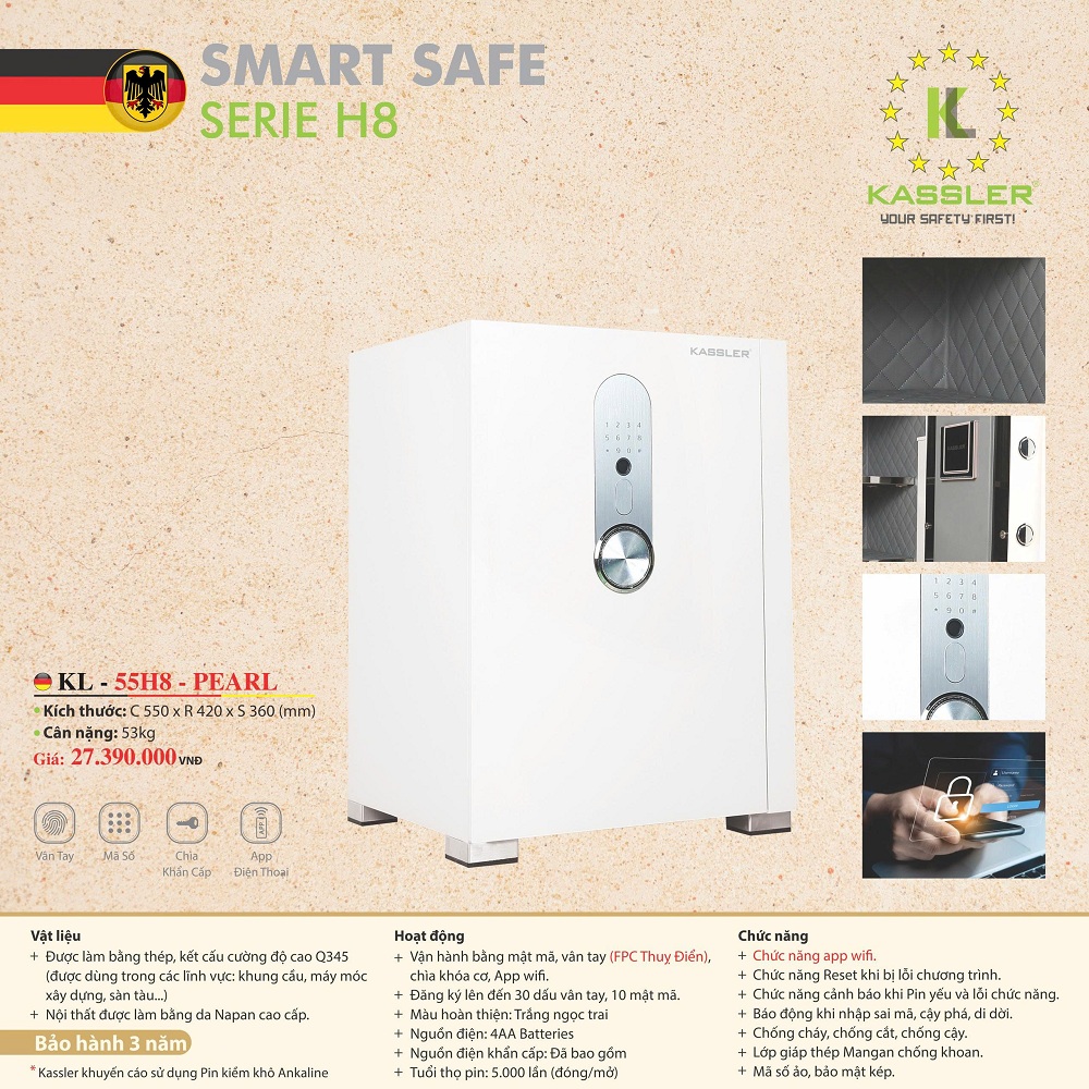 Két Sắt Thông Minh KASSLER KL-55H8 Pearl