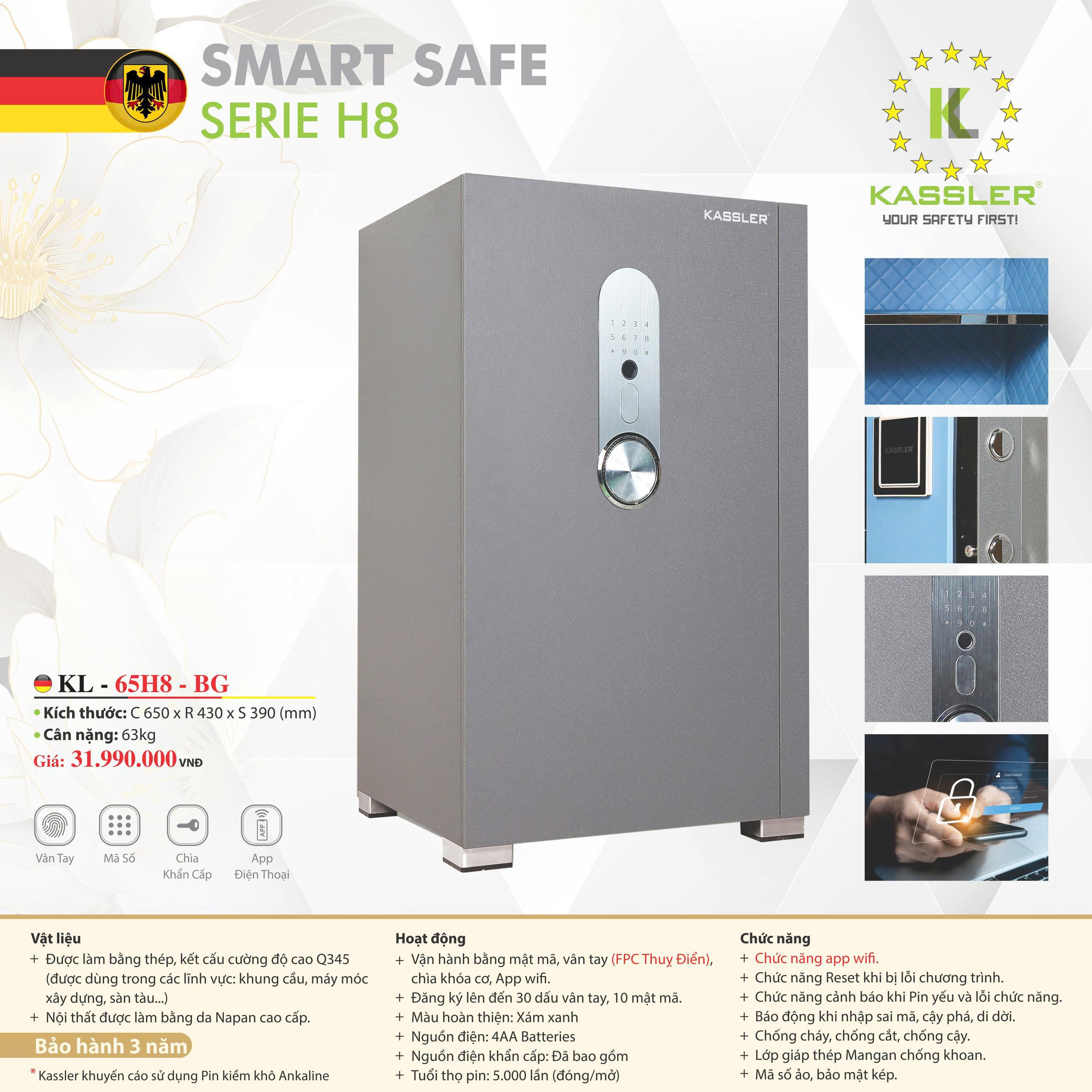 Két Sắt Thông Minh KASSLER KL-65H8 BG