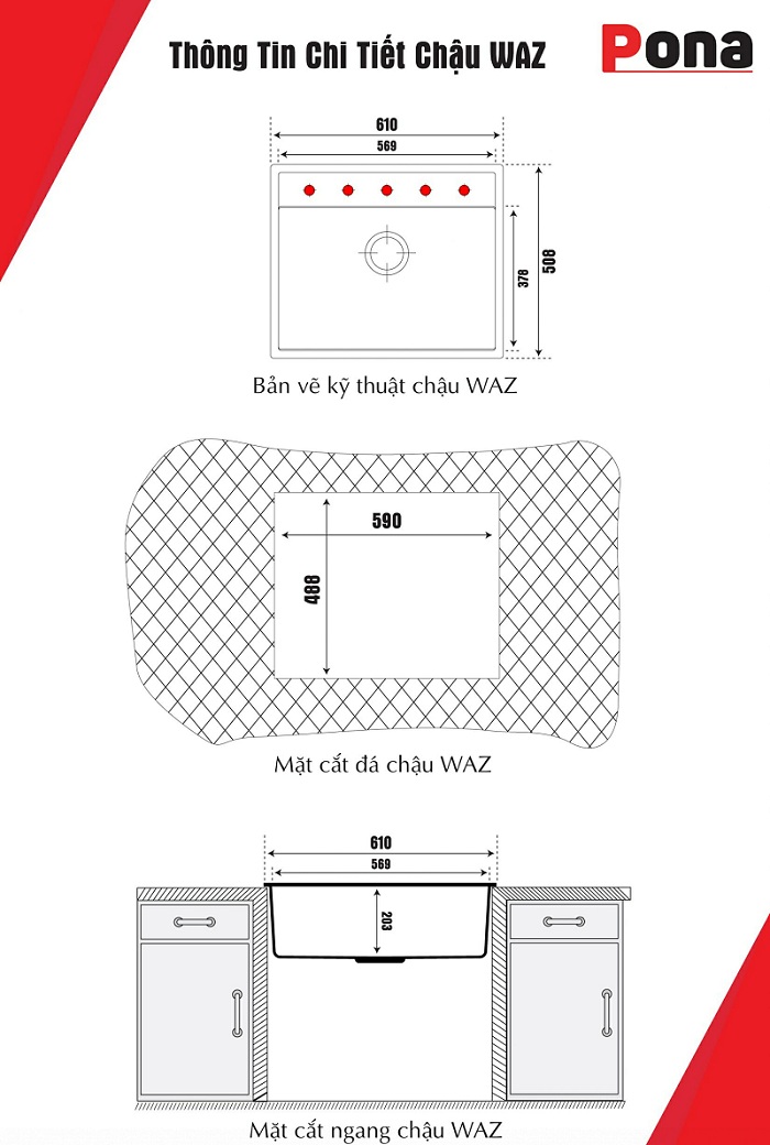 Chậu rửa PONA WAZ2/Bianca