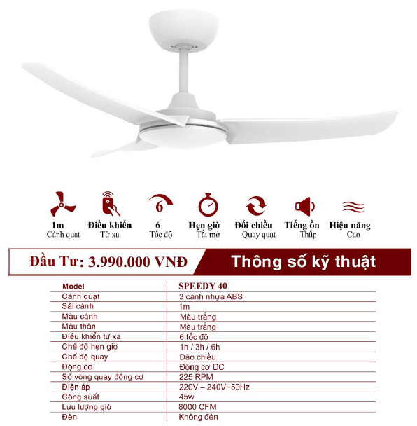 QUẠT TRẦN TRANG TRÍ MR.VŨ QUẠT TRẦN SPEEDY 40